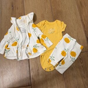 Carter's White and Yellow Floral Baby Hoodie